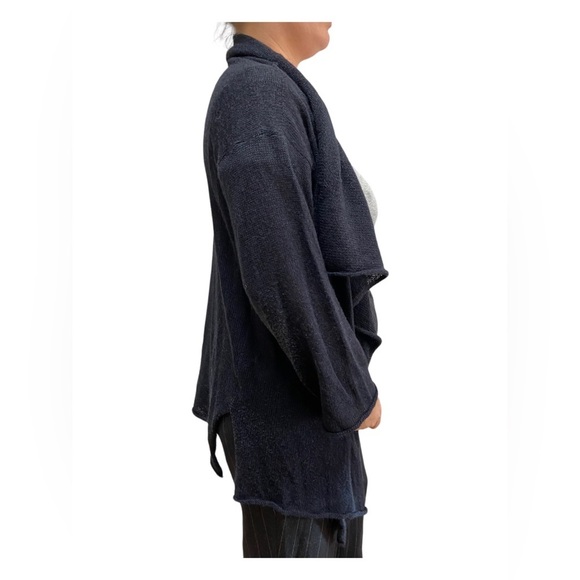 Cecile Benac M Black Wool/Silk Blend Open Front Cardigan - Picture 7 of 9